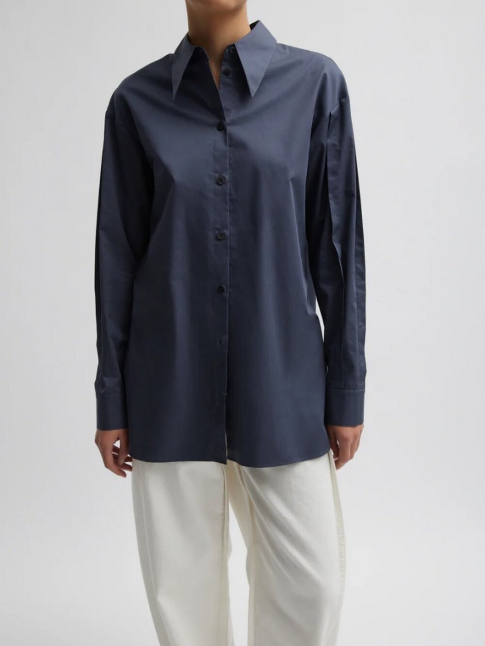 Tibi Eco Poplin Shirt With Tucked Sleeve